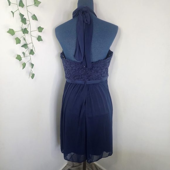 David's Bridal Navy Blue Halter Style Dress - Picture 5 of 9